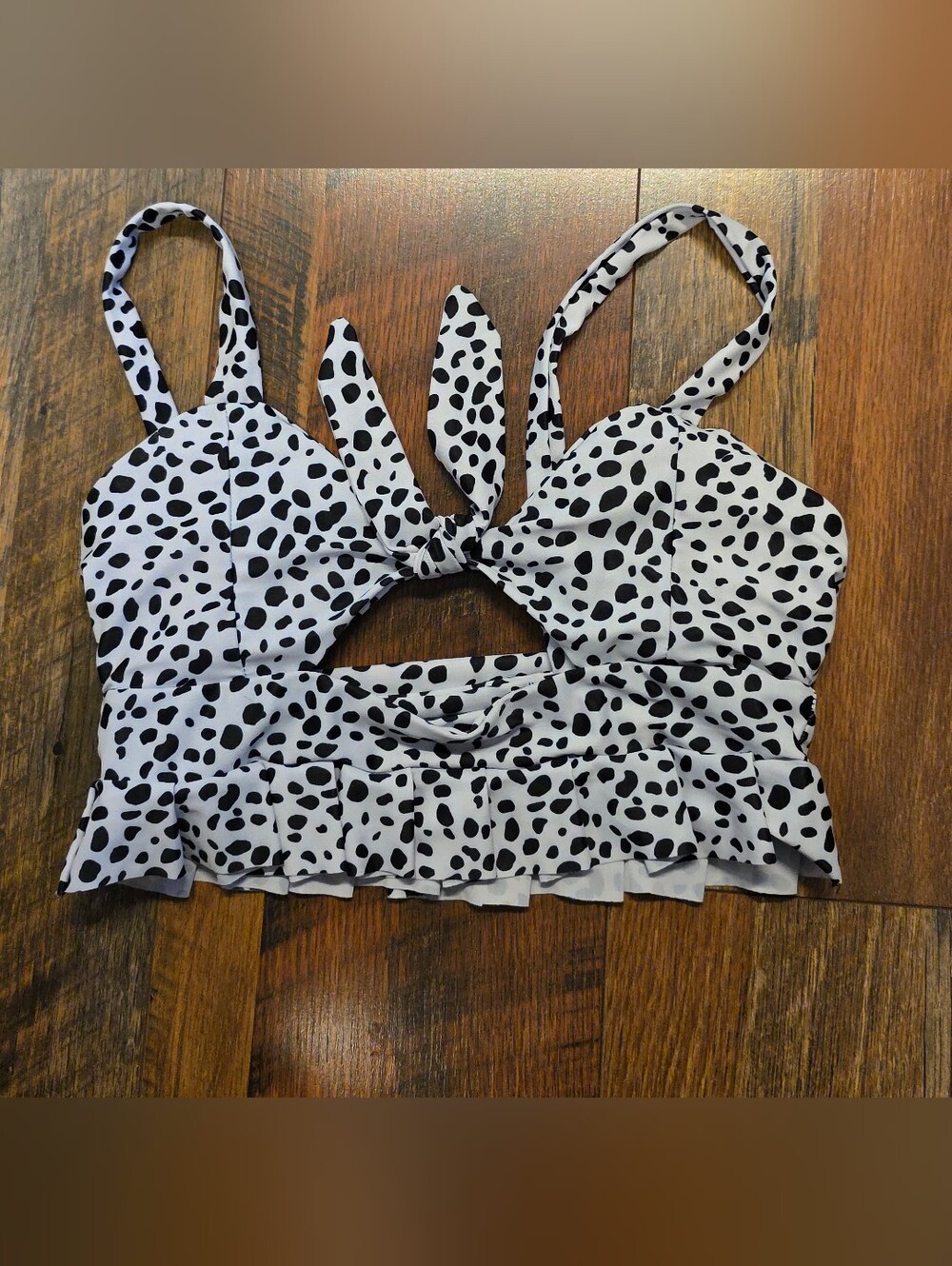 Zaful Dalmatian Print Swim Top Sz S